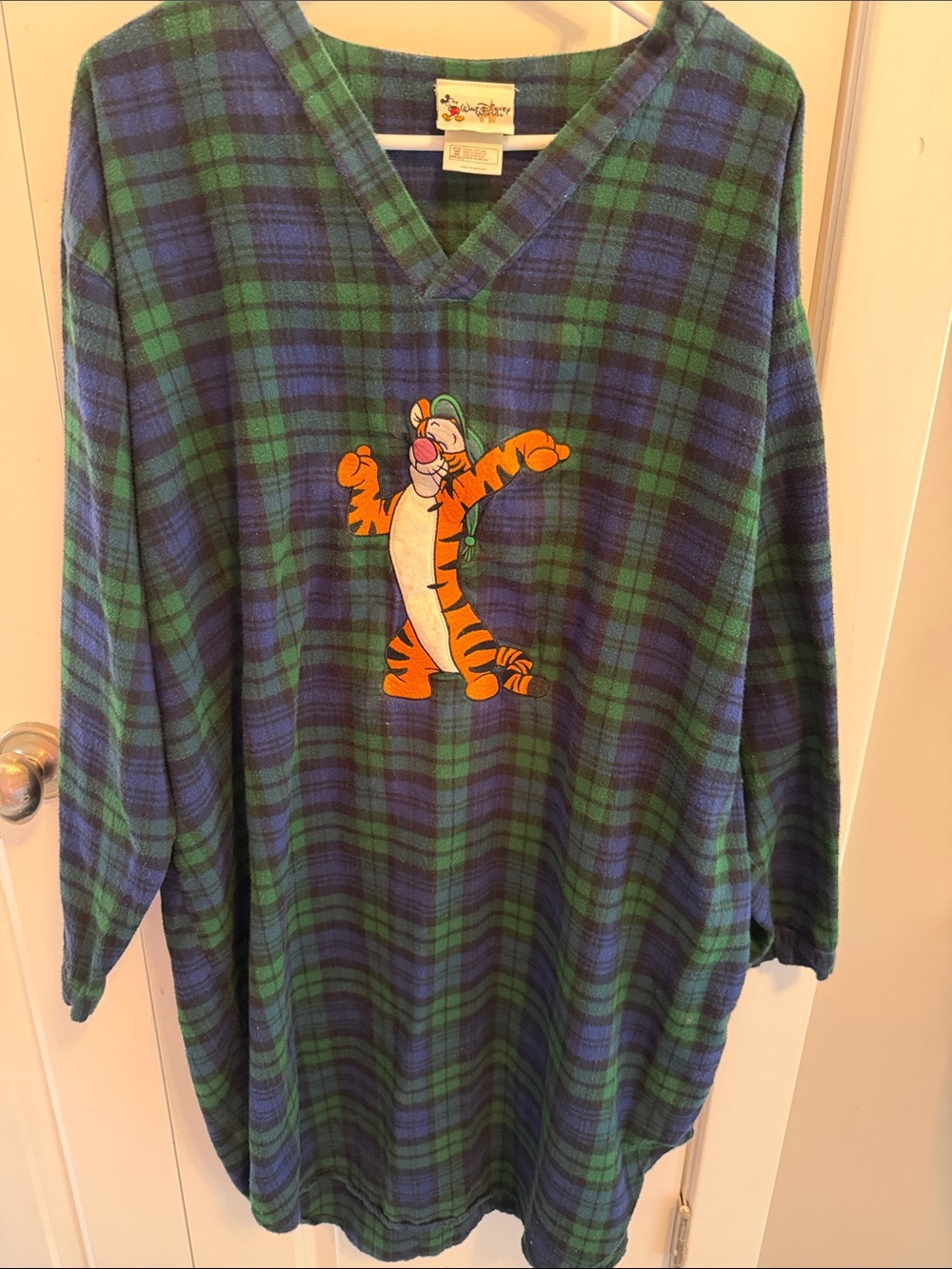 Tigger Disney Green and Blue Flannel Cozy Plaid Nightgown